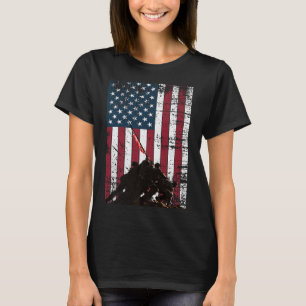 Iwo Jima Flag Raising Distressed Us Flag Wwii Vete T-Shirt