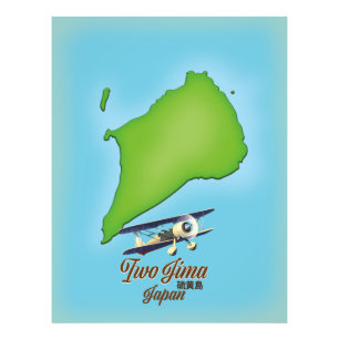 Iwo Jima Japan island map Photo Print