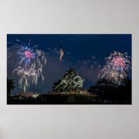 Iwo Jima Memorial During Fireworks on 4th July