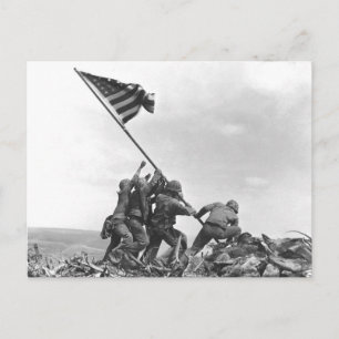 Iwo Jima Raising American Flag Postcard