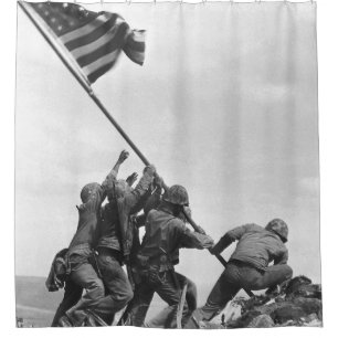 Iwo Jima Raising American Flag Shower Curtain