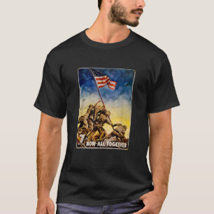 Iwo Jima Retro WW2 American Flag Raising T Shirt