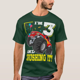 Ix27m 3 And Crushing It Monster Truck 3rd Birthday T-Shirt