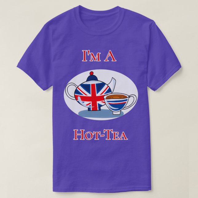 Ix27m A Hot Tea Tea Pot Cup British Flag Design T-Shirt (Design Front)