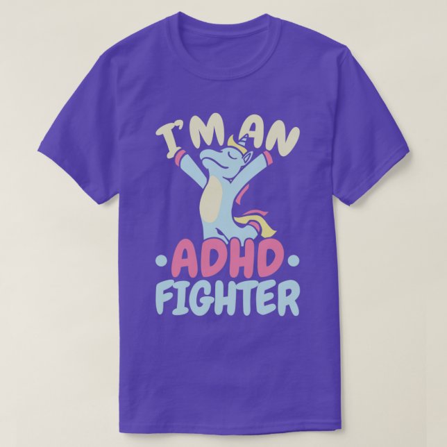 Ix27m An ADHD Fighter Think Differently Unicorn T-Shirt (Design Front)