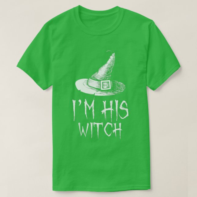 Ix27m His Witch Halloween Couples Matching Gift Co T-Shirt (Design Front)