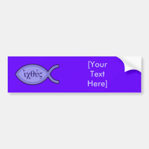 IXOYE Christian Fish Symbol - Blue Parchment Bumper Sticker