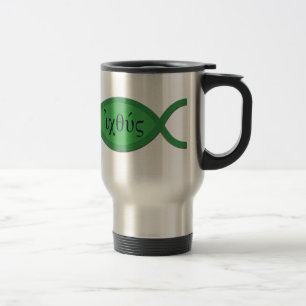 IXOYE Christian Fish Symbol - Green Parchment Travel Mug