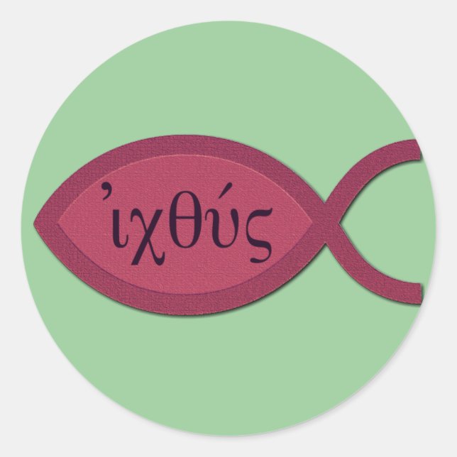 IXOYE Christian Fish Symbol - Red Parchment Classic Round Sticker (Front)