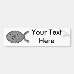 IXOYE Christian Fish Symbol - Stone Effect Bumper Sticker