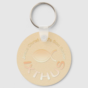 IXTHUS Christian Fish Symbol - GOLD Key Ring