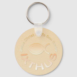 IXTHUS Christian Fish Symbol - GOLD Key Ring