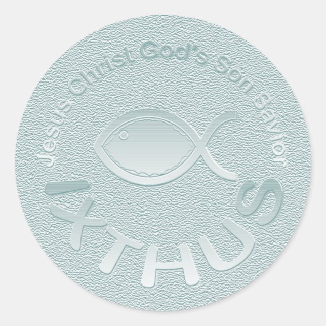 IXTHUS Christian Fish Symbol - SILVER Classic Round Sticker (Front)