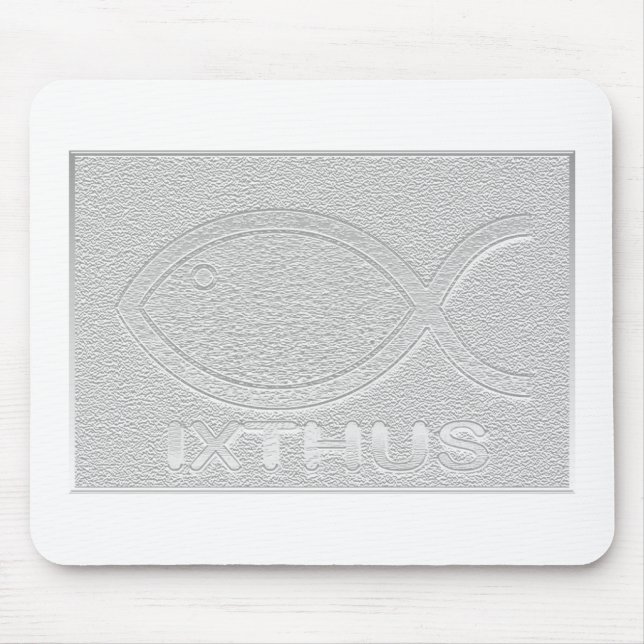 IXTHUS Christian Fish Symbol - Silver Mouse Mat (Front)