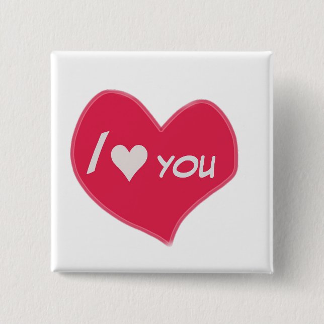 “I🤍You Heart – Cute Romantic Gift Design” 15 Cm Square Badge (Front)