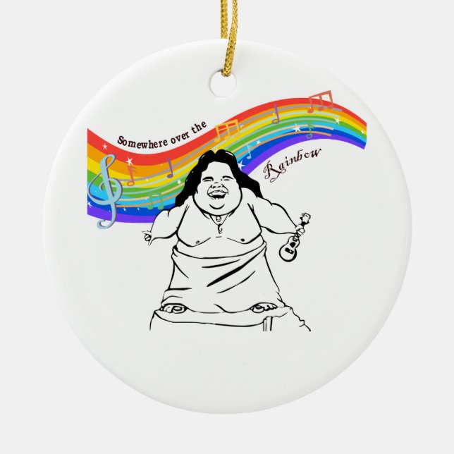 IZ  Kamakawiwoʻole somewhere over the rainbow   Ceramic Tree Decoration (Front)