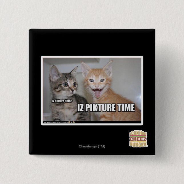 iz pikture time 15 cm square badge (Front)
