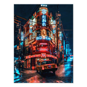Izakaya in Shibuya and Taxi M-size Photo Print