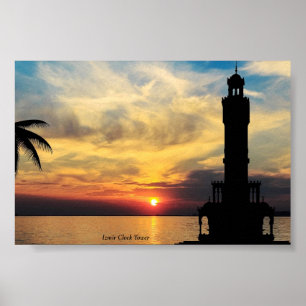 Izmir Clock Tower, Sunset Turkey Poster