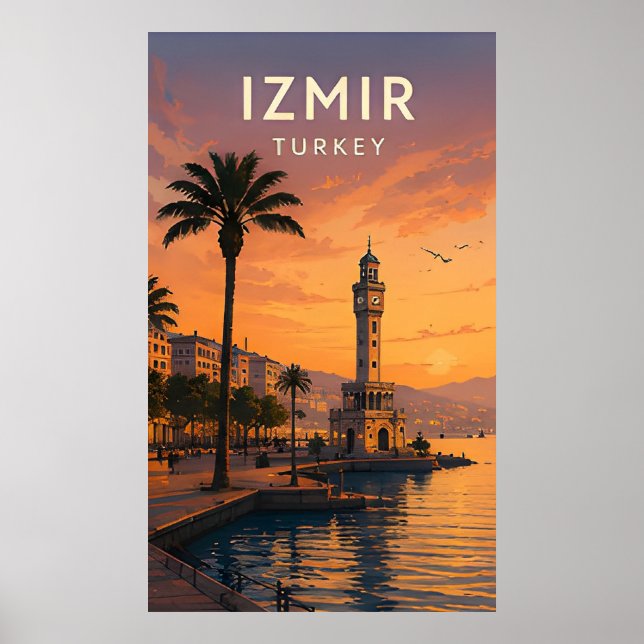 🌅 Izmir Turkey Clock Tower And Seafront Views Poster (Front)