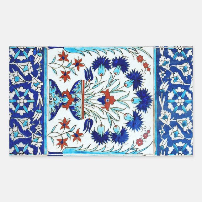 Iznik ceramics rectangular sticker (Front)
