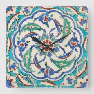 iznik ceramics square wall clock