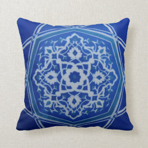 Iznik Floral Ethnic Tribal Turkish Mosaic Pottery Cushion