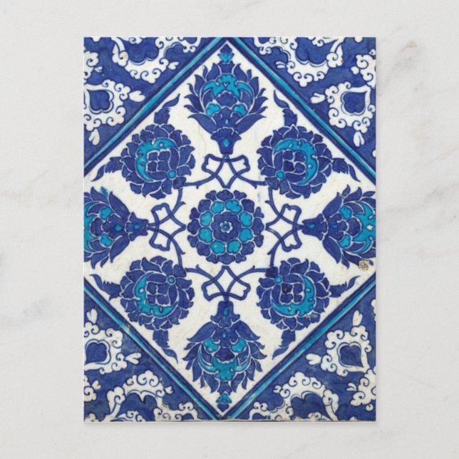 Iznik Floral Ethnic Tribal Turkish Mosaic Pottery Postcard (Front)