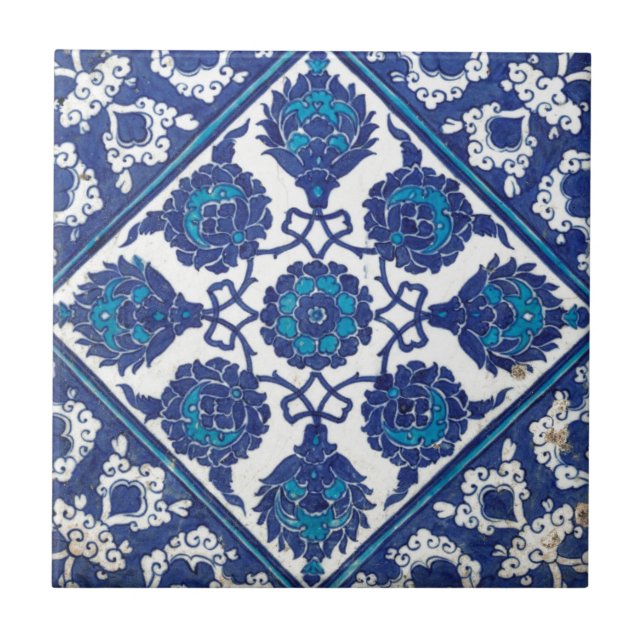 Iznik Floral Ethnic Tribal Turkish Mosaic Pottery Tile (Front)