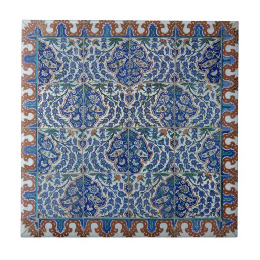 Image of Iznik Floral Ethnic Tribal Turkish Mosaic Pottery Tile
