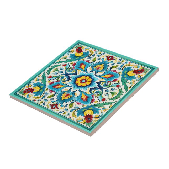 Iznik Ottoman Garden Symphony Tile (Side)