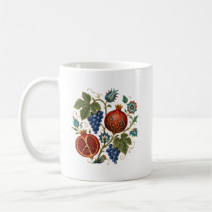 Iznik Ottoman Pomegranate & Grape Floral Turkish Coffee Mug