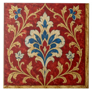 Iznik Red Floral Ottoman Ornament Tile