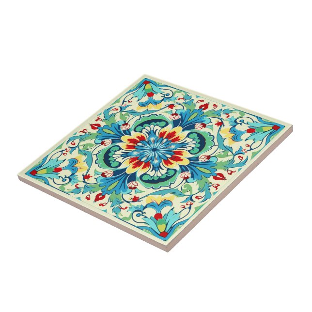 Iznik Sunlit Bouquet Tile (Side)