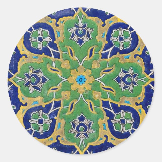 iznik tile classic round sticker (Front)