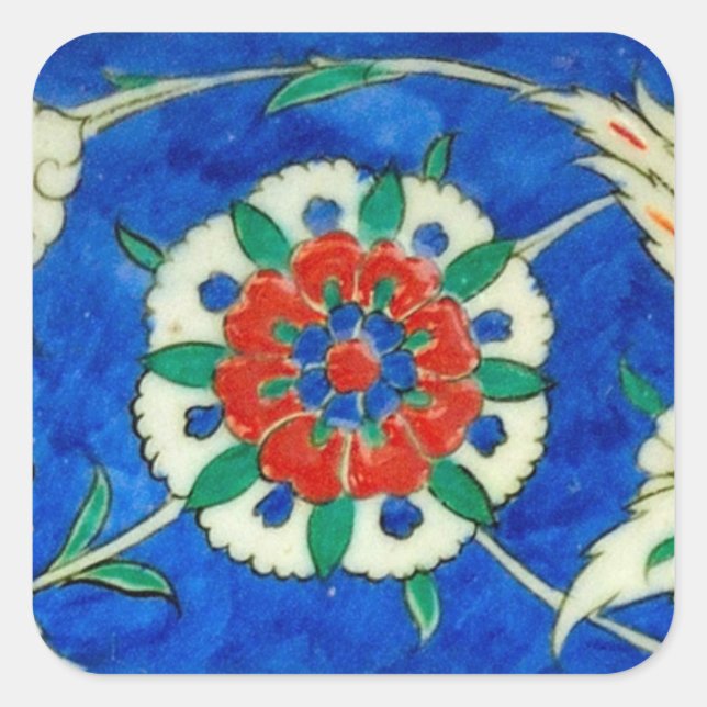 iznik tile square sticker (Front)