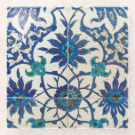 Iznik Tiles Blue Glass Coaster<br><div class="desc">Famous blue Izmir tiles photographed in the Rustem Pasha Mosque,  Istanbul,  Turkey. This vintage floral design brings the peaceful calm and elegance of holy spaces into your day. Collect the set - Iznik Tiles Blue,  Iznik Tiles Green,  and Iznik Tiles Intertwined.</div>