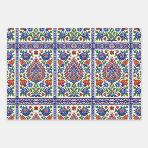 Iznik - Turkish Ottoman pattern with flowers tulip Wrapping Paper Sheet