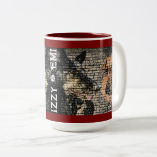 Izzy and Emi - German Shepherd and Dachshund Mixes Two-Tone Coffee Mug