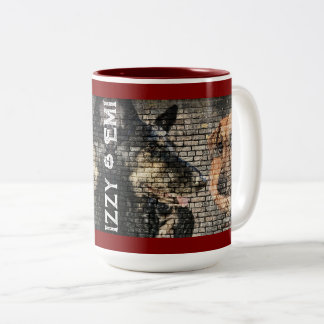 Izzy and Emi - German Shepherd and Dachshund Mixes Two-Tone Coffee Mug
