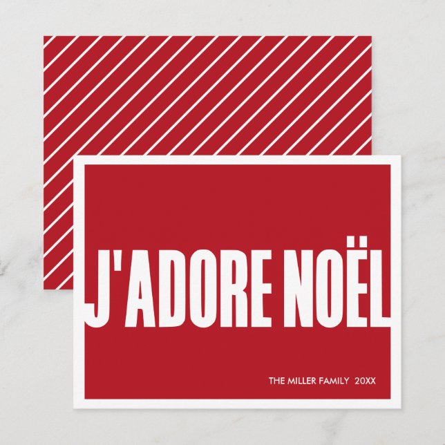 J’adore Noël Modern Christmas Card –Holiday  (Front/Back)