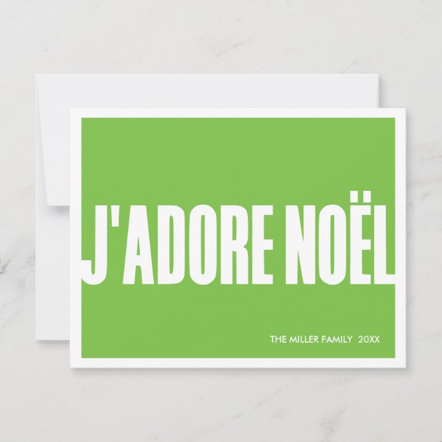 J’adore Noël Modern Christmas Card –Holiday  (Front)