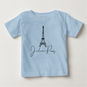J' adore Paris Eiffel Tower Cute Blue Baby T-Shirt