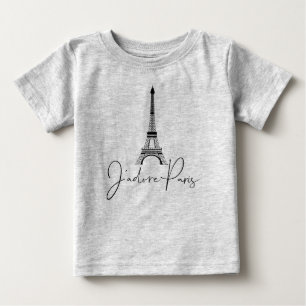 J' adore Paris Eiffel Tower Cute Grey Baby T-Shirt
