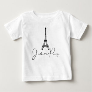 J' adore Paris Eiffel Tower Cute White Baby T-Shirt