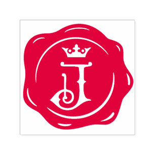 J - Antique Wax Seal Gothic Crown Initial Letter Self-inking Stamp