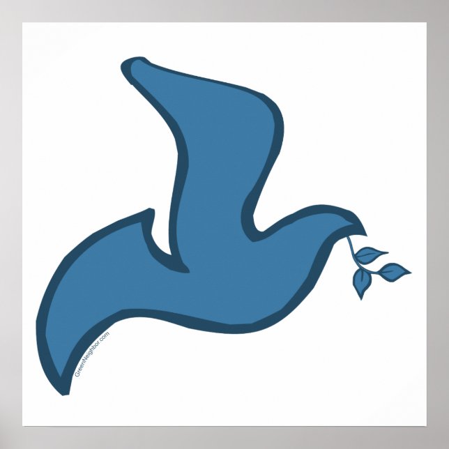 J - Blue Silhouette Dove of Peace Poster (Front)