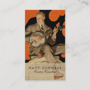J.C. Leyendecker Banjo Player 1920 Art Deco Art Business Card
