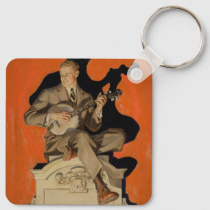 J.C. Leyendecker Banjo Player 1920 Art Deco Art Key Ring