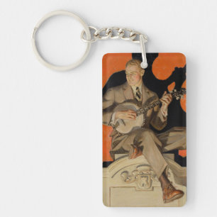 J.C. Leyendecker Banjo Player 1920 Art Deco Art Key Ring